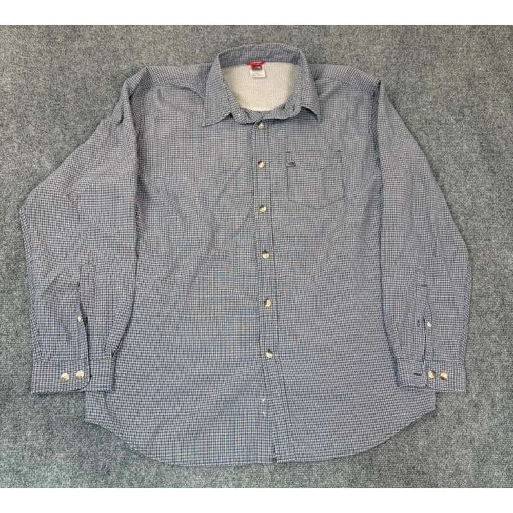 The North Face‎ Shirt Mens Large Blue Plaid Long Sleeve Button Up Vented Hiking